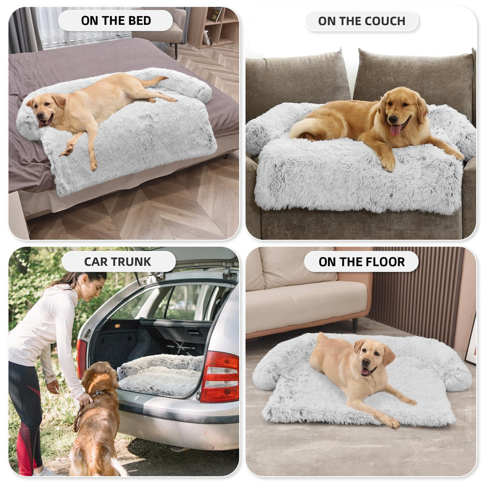 GGIB Calming Dog Bed rolled for outdoor travel and portability.