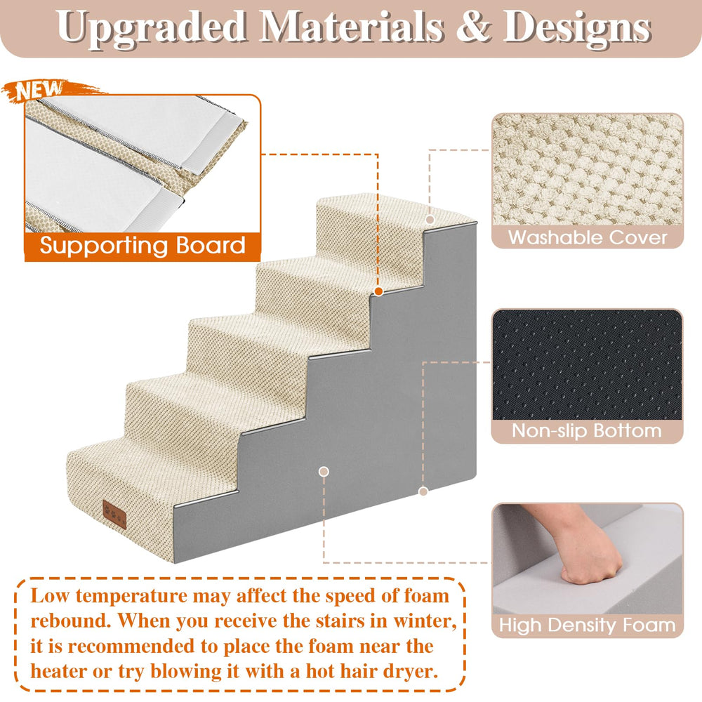 GGIB dog stairs non-slip bottom with anti-slip stickers improves floor grip.