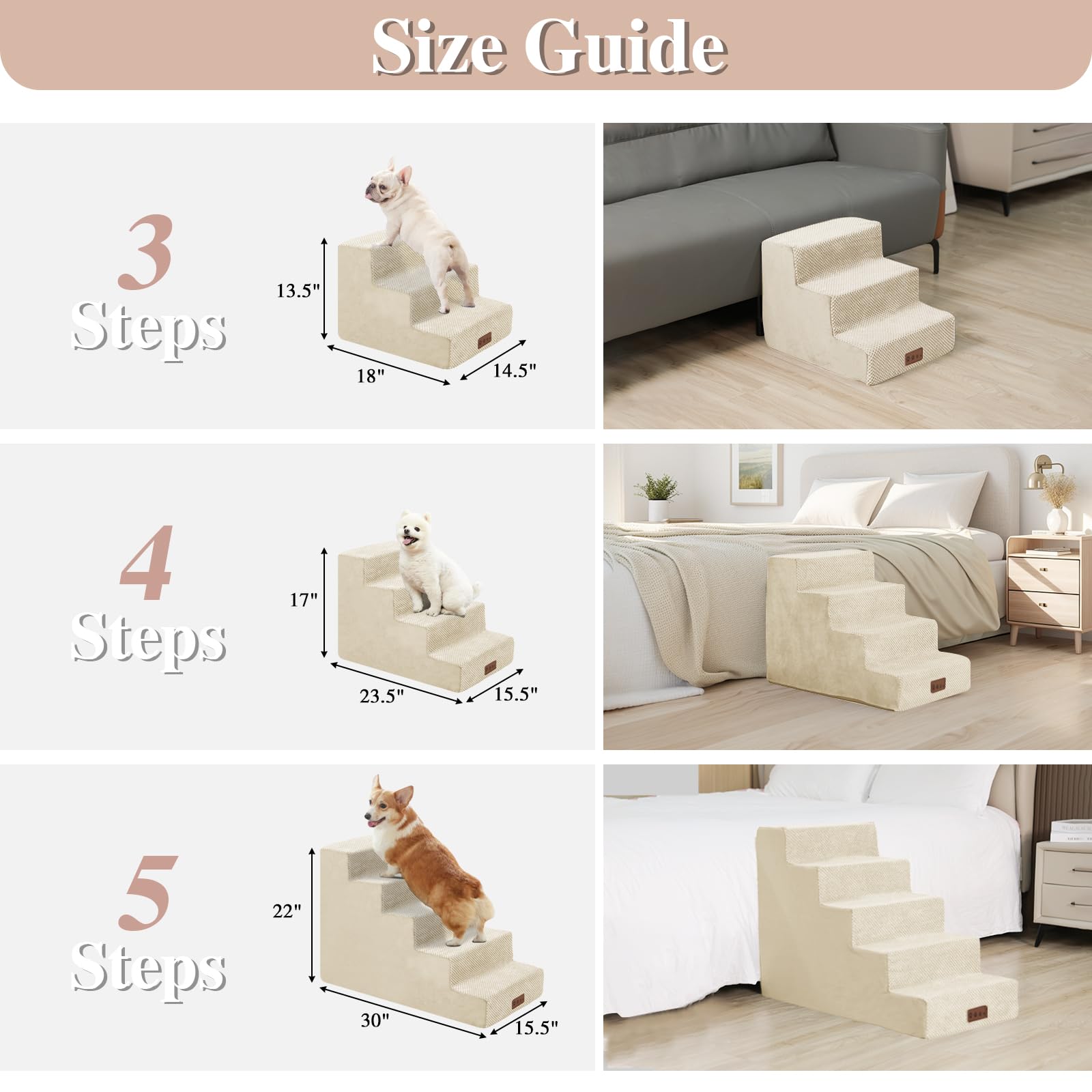GGIB dog stairs removable cover shown for easy machine washing.