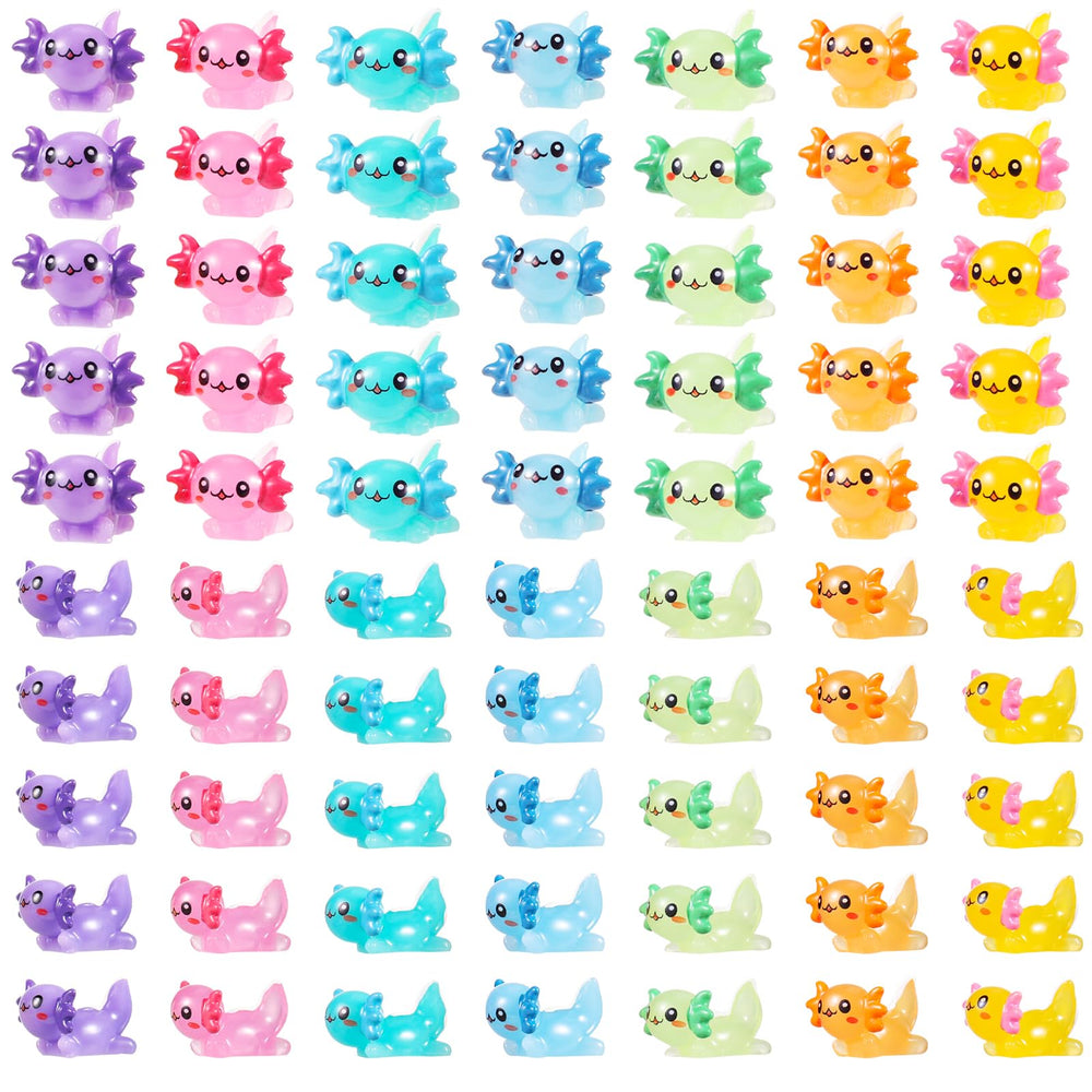 GGSTDDUP 70-pcs mini axolotls pack in seven colors for vivid fairy garden scenes.