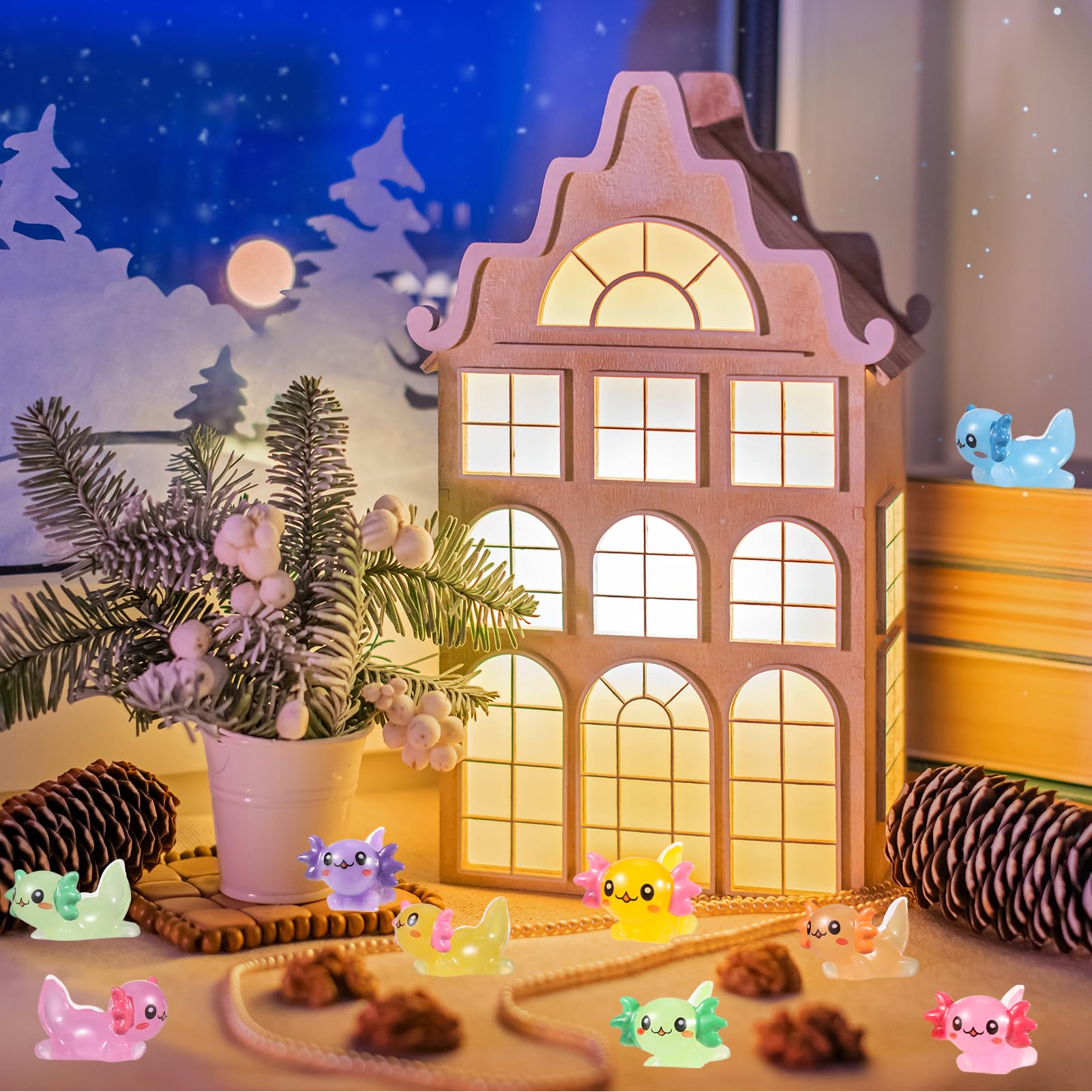GGSTDDUP axolotl garden scene showcases decorative charm for rooms and terrariums.