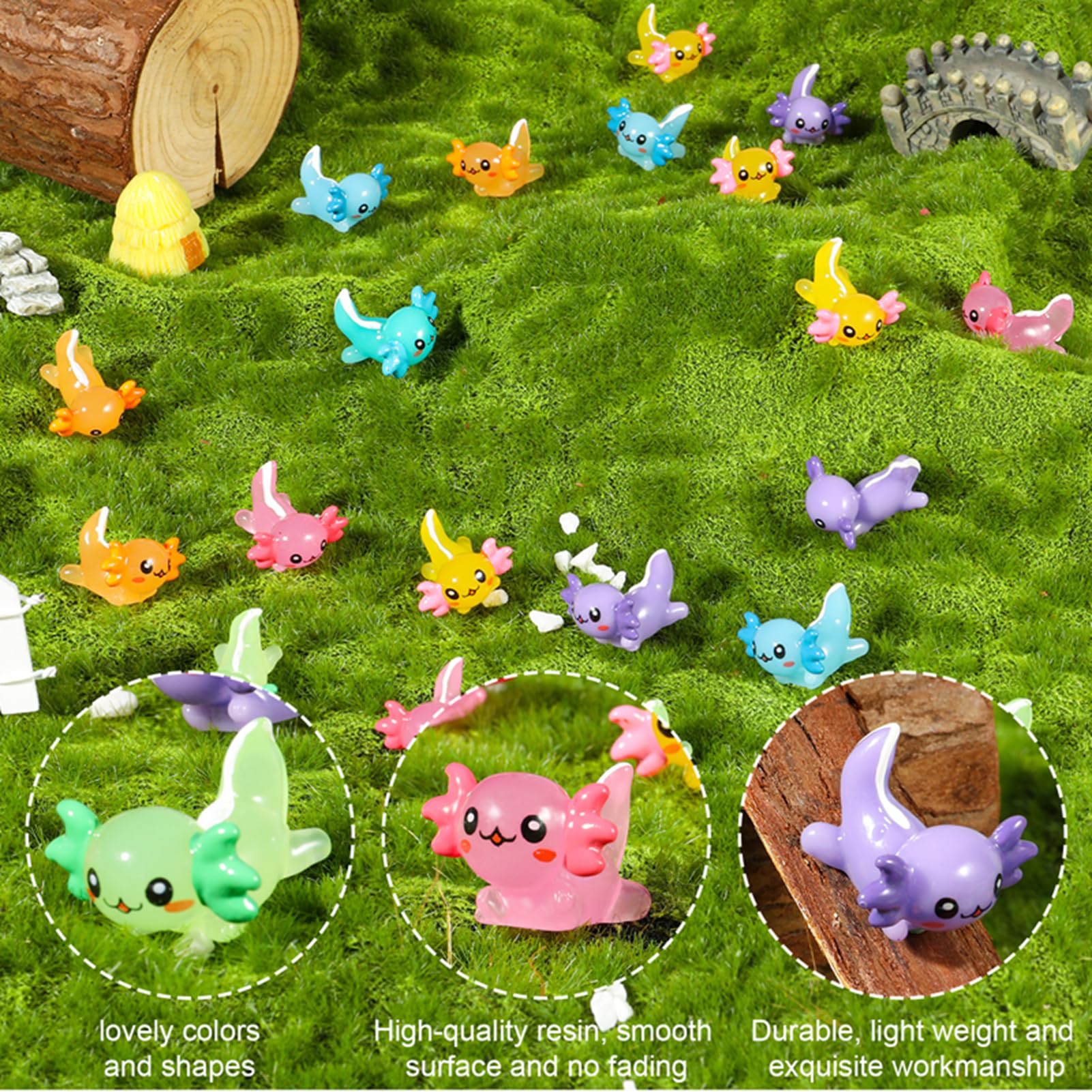 GGSTDDUP mini axolotl close-up shows detailed resin finish and brightness.