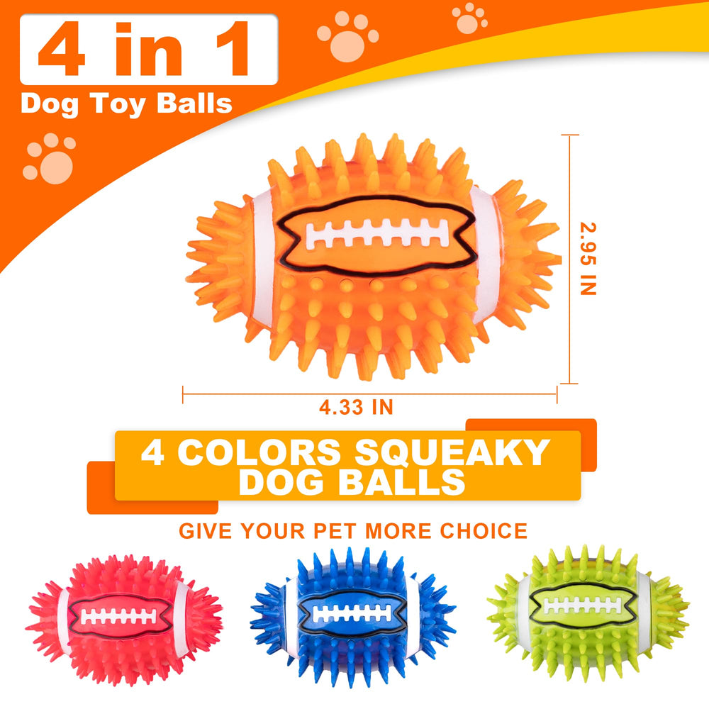 GHOBROFY rugby-shaped squeaky ball pack designed for vigorous chewers during fetch