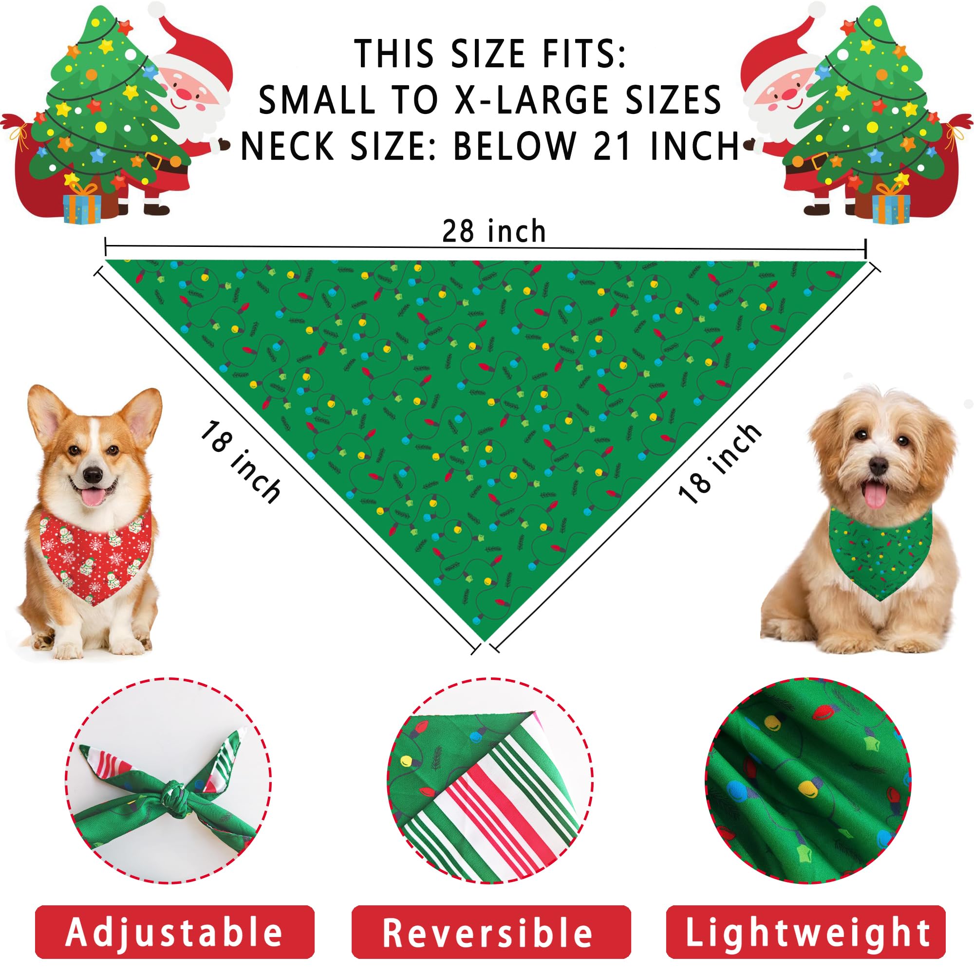 GHSJYO Christmas dog bandanas durable dual-layer design