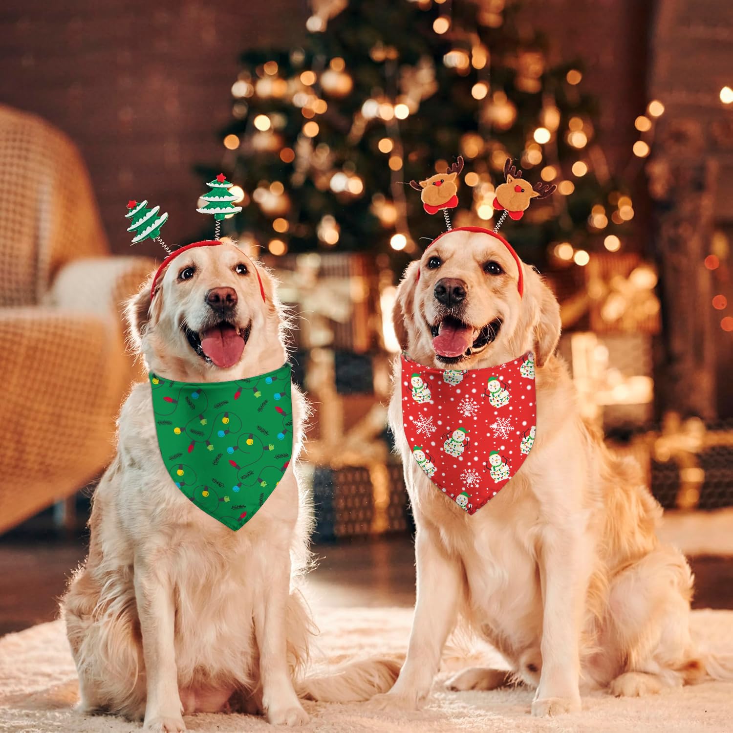 GHSJYO Christmas dog bandanas pair pack for versatile styling