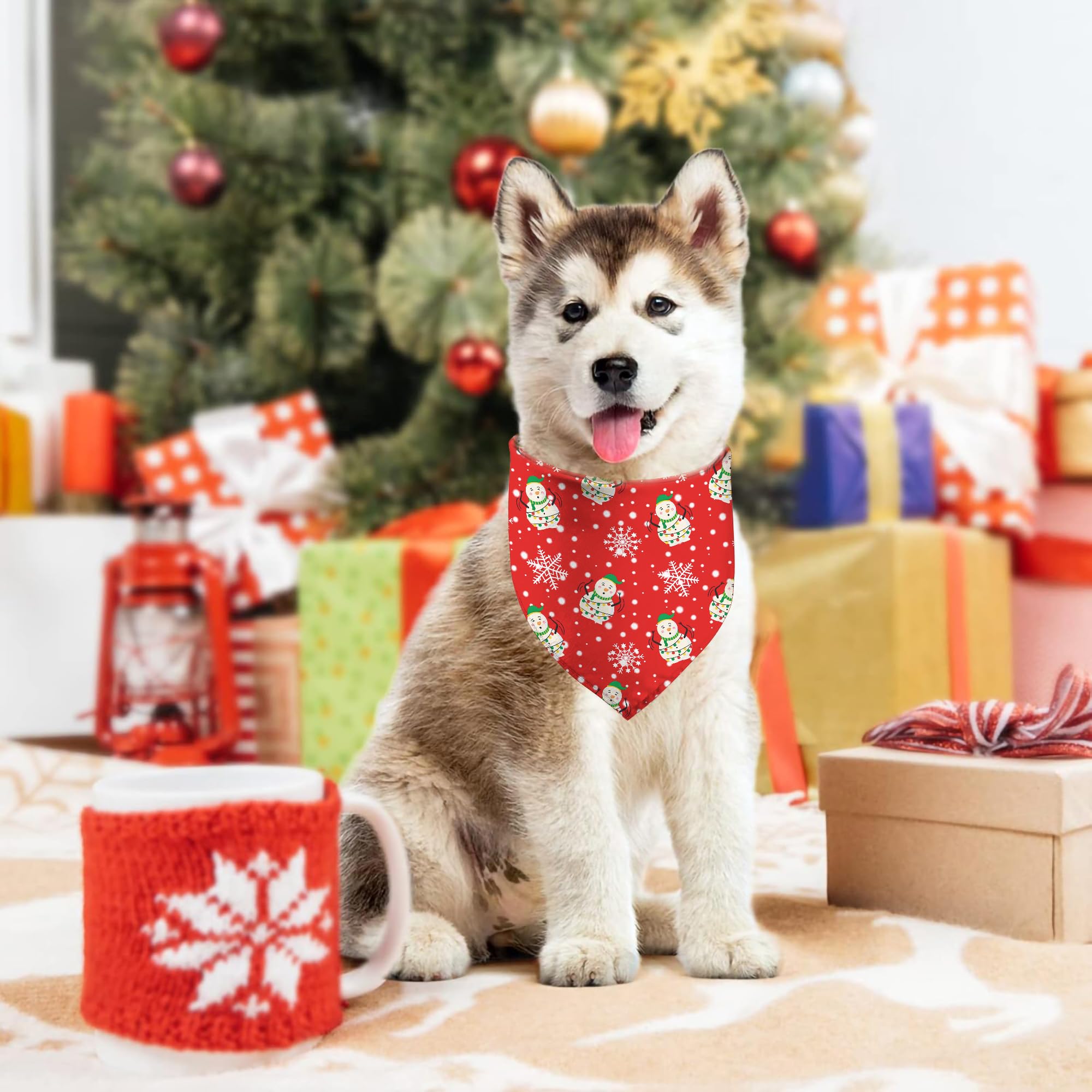 GHSJYO Christmas dog bandanas reversible design two looks