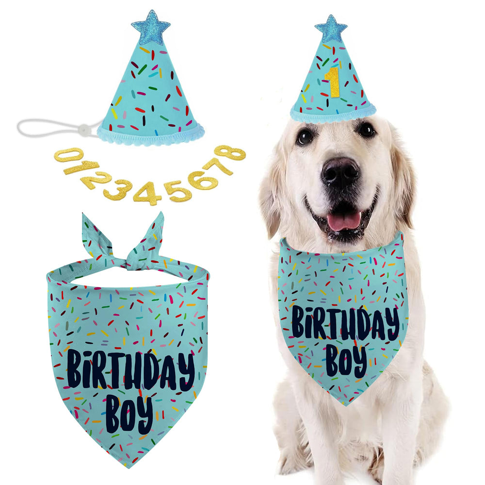 GHSJYO dog birthday bandana light-blue scarf for cute party photos