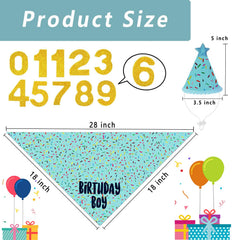 GHSJYO dog birthday bandana set packaging showcases complete party look