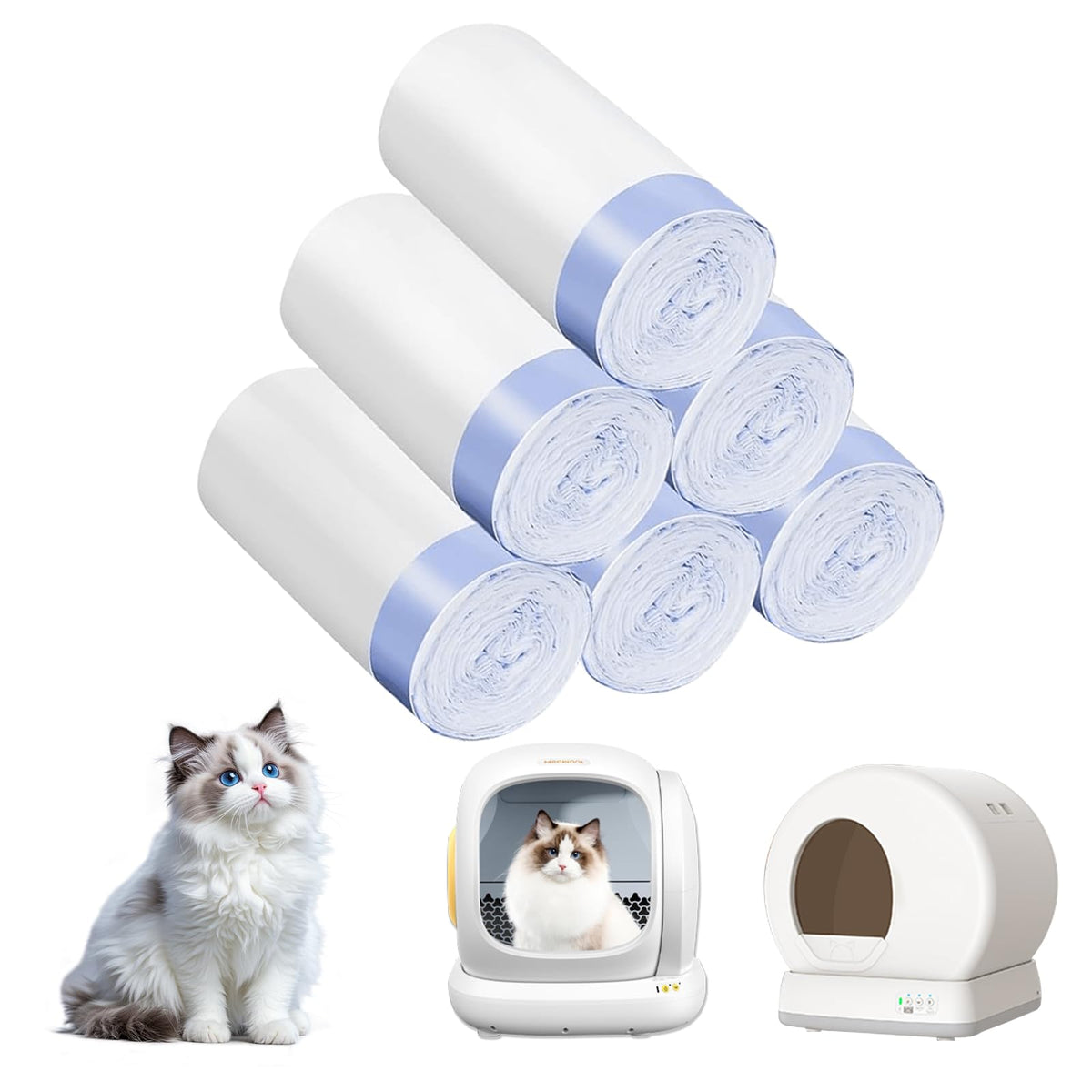 Giaceaw 120-count cat litter liners roll enables mess-free disposal.