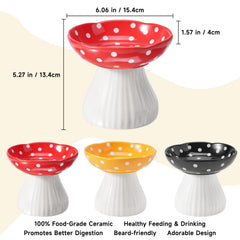 Giciubui mushroom cat bowl elevated-stand view supports natural eating posture