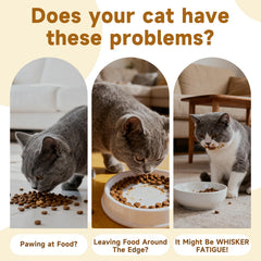 Giciubui mushroom cat bowl yellow side profile for whisker-friendly feeding