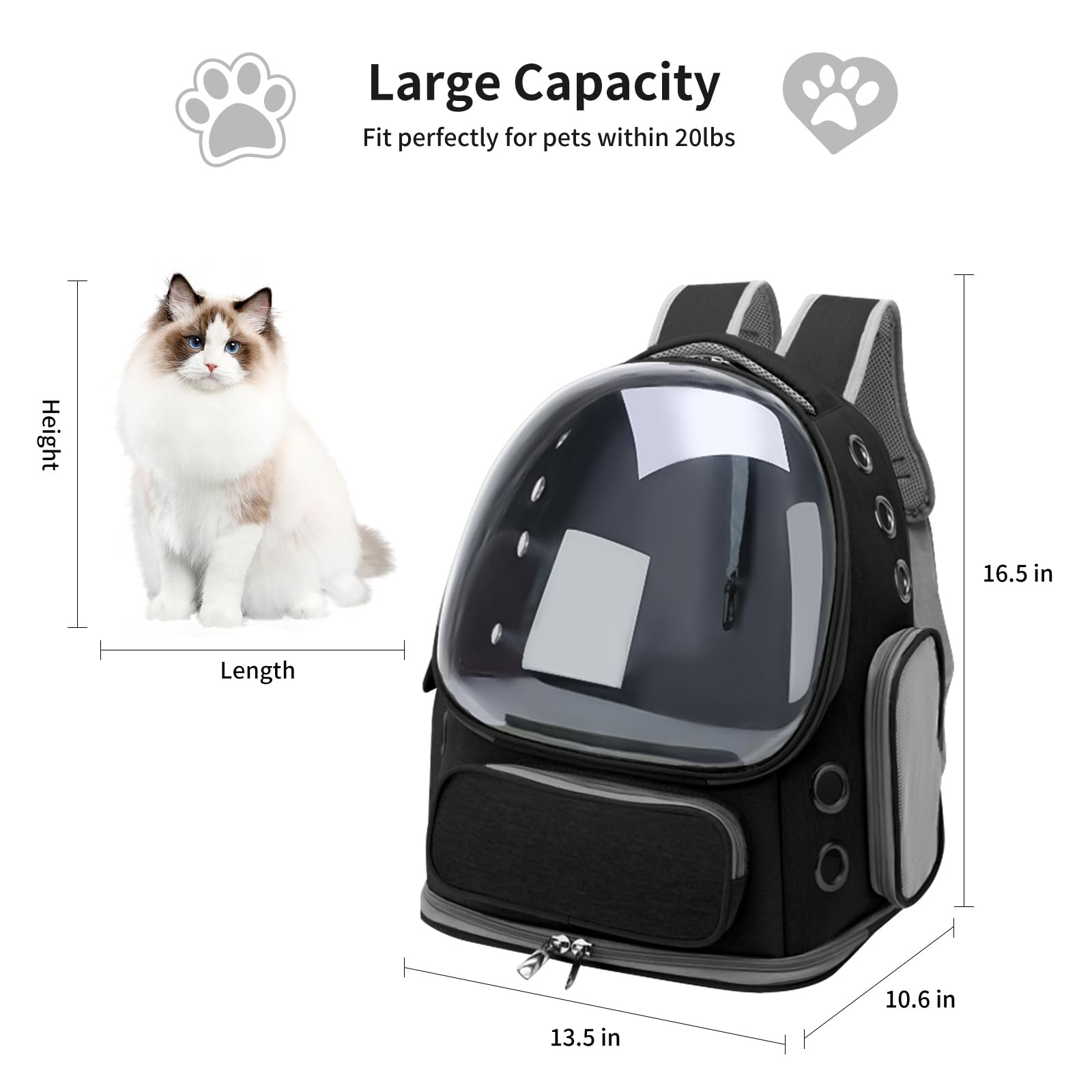 GixDix Cat Backpack durable Oxford fabric resists scratches and cleans easily