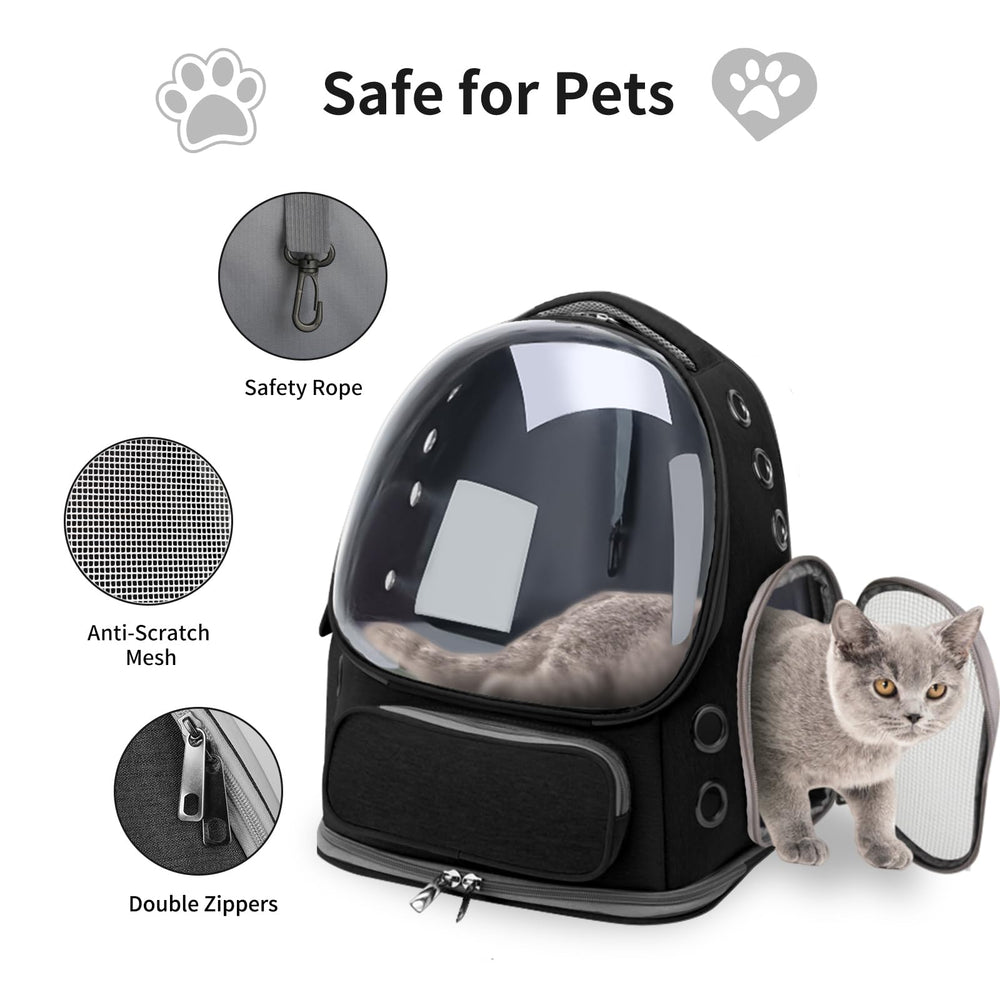 GixDix Cat Backpack built-in safety leash secures pets during transit
