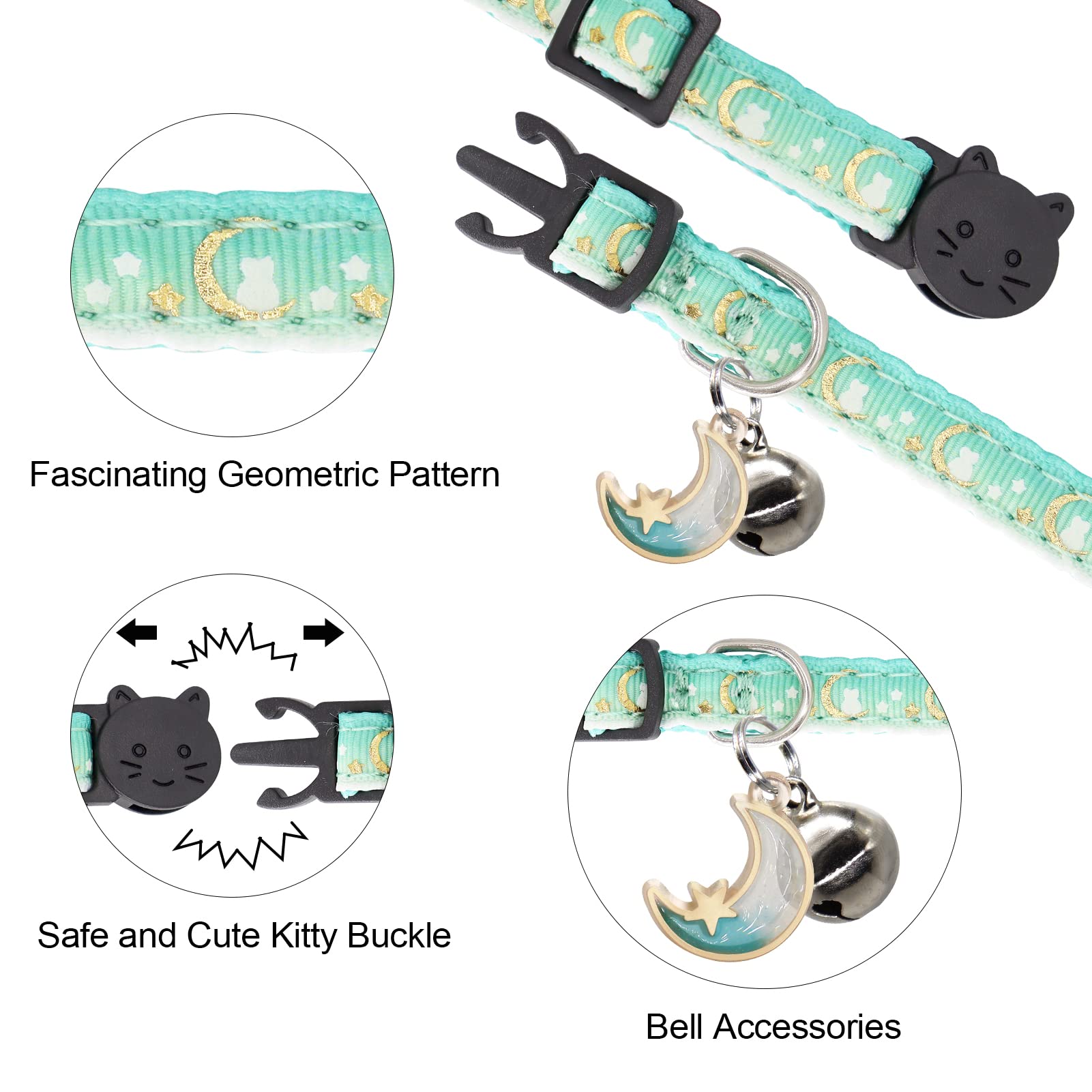 Giecooh moon star design cat collar adds stylish charm and ID visibility
