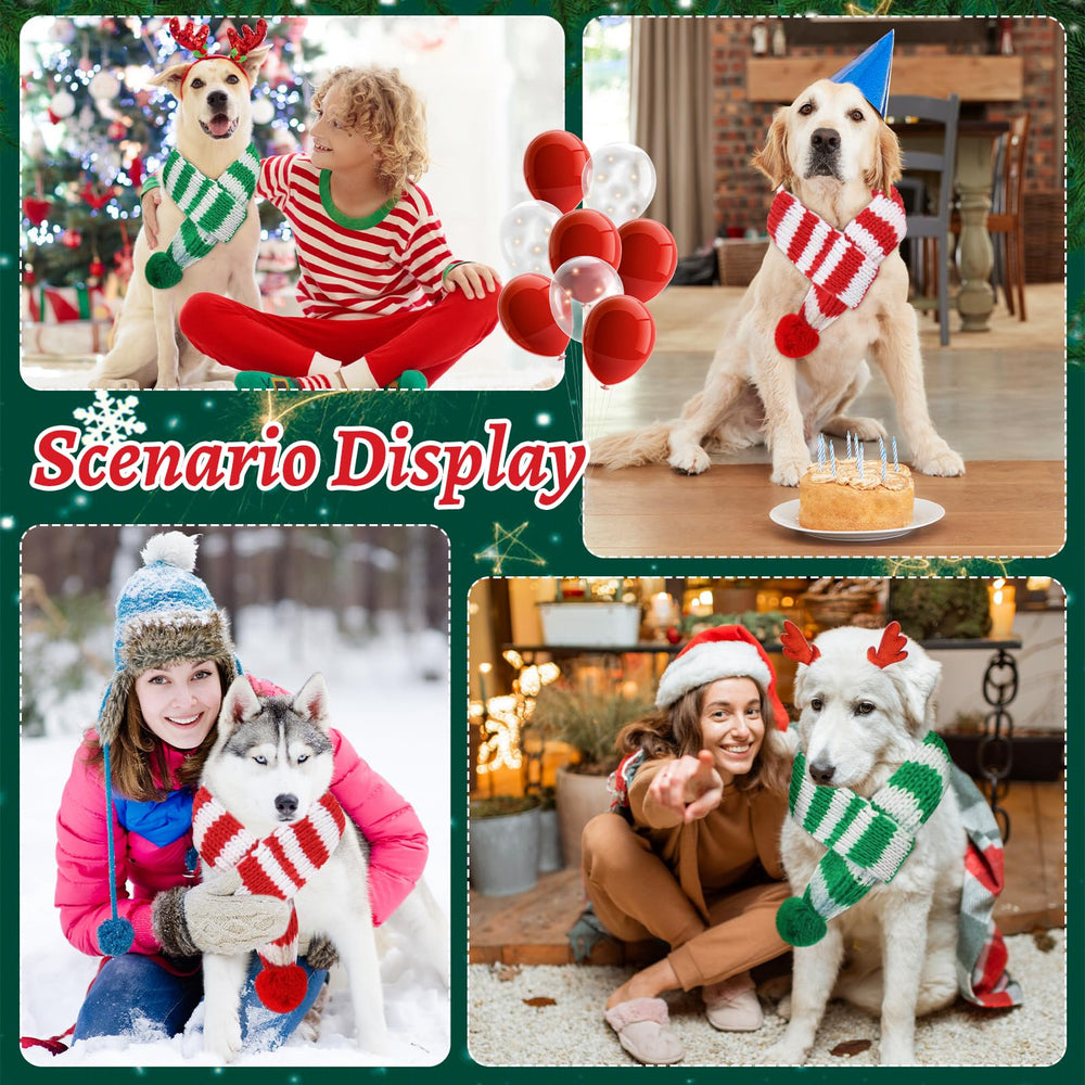 GIFTMISSU green-stripe dog scarf helps pets stay cozy in cold days.