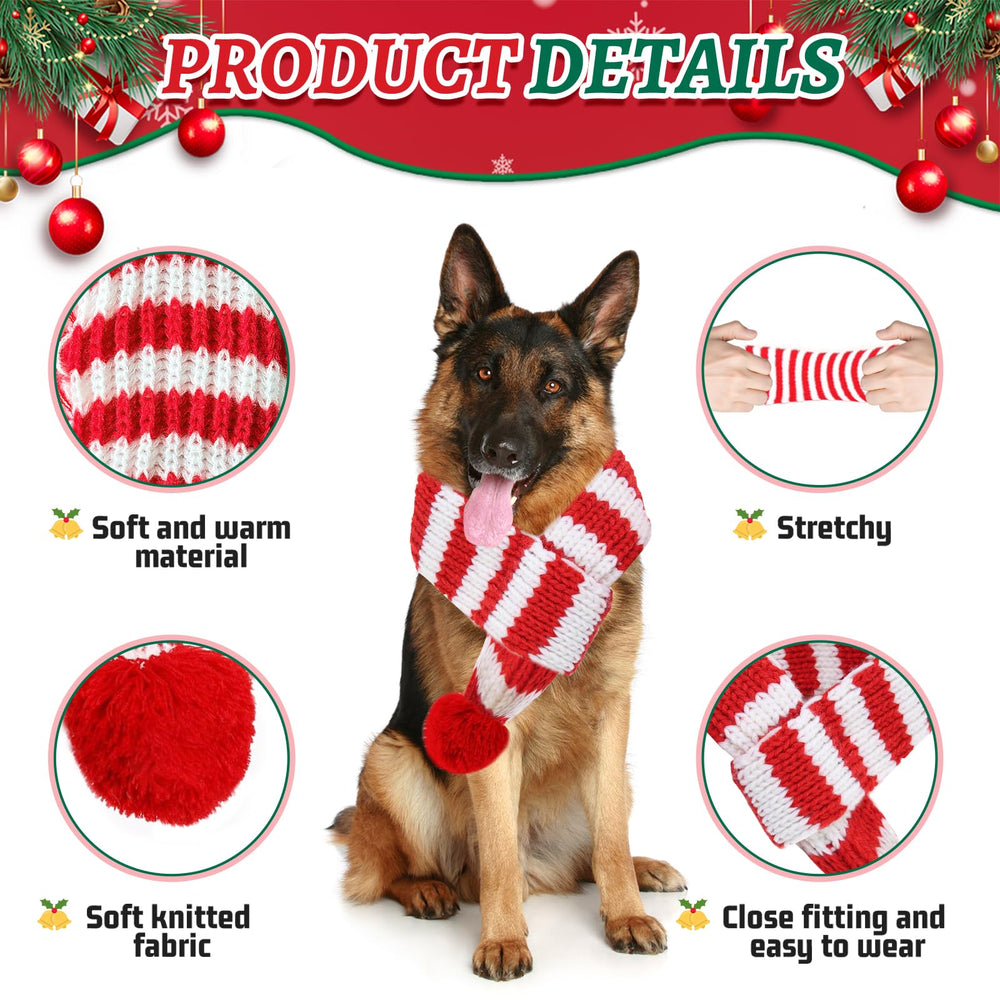 GIFTMISSU red-stripe dog scarf enhances festive party outfits.