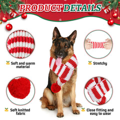 GIFTMISSU red-stripe dog scarf enhances festive party outfits.