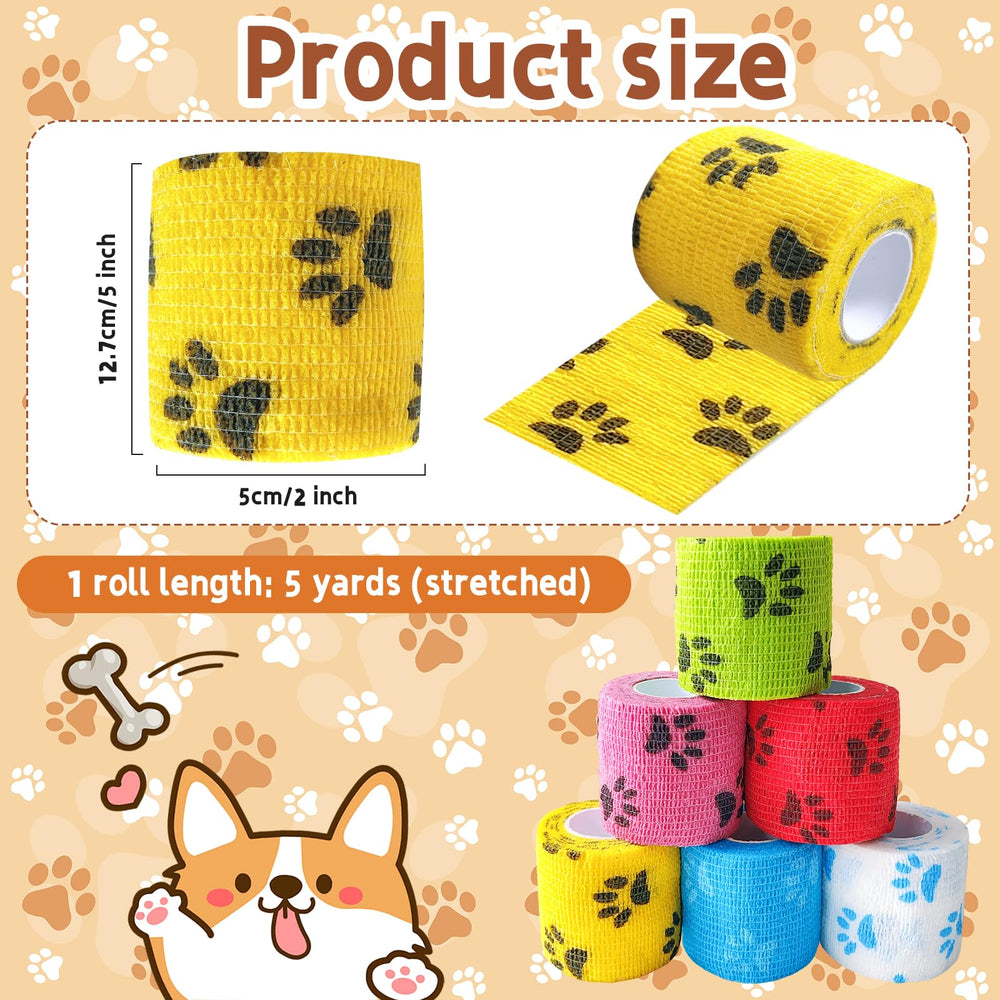 GIFTMISSU Paw Print Vet Wrap green roll ideal for quick home wraps