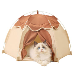 Gigreinc cat tent with flower canopy creates a cozy indoor retreat