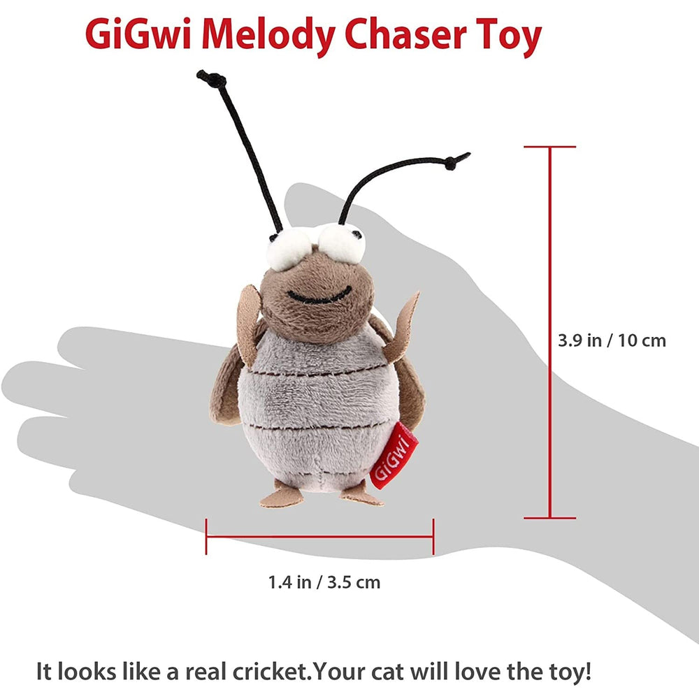 Gigwi cricket toy motion-activated squeak invites curious batting and pouncing