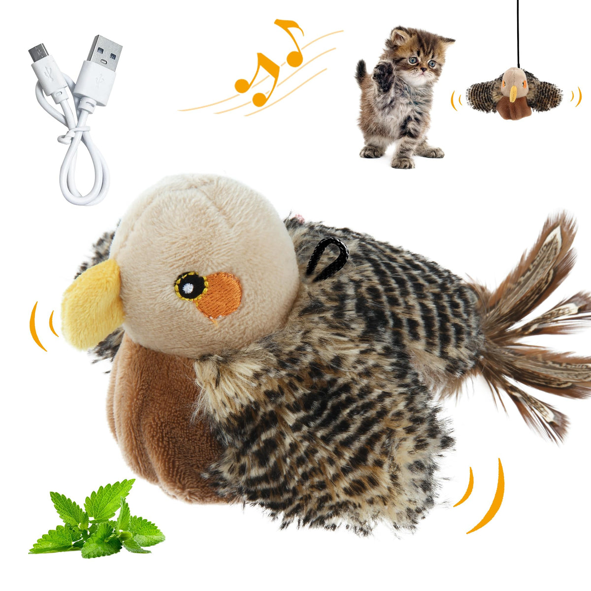 PETGEEK Gigwi Flappy Bird Toy on rope enhances interactive play for indoor cats.