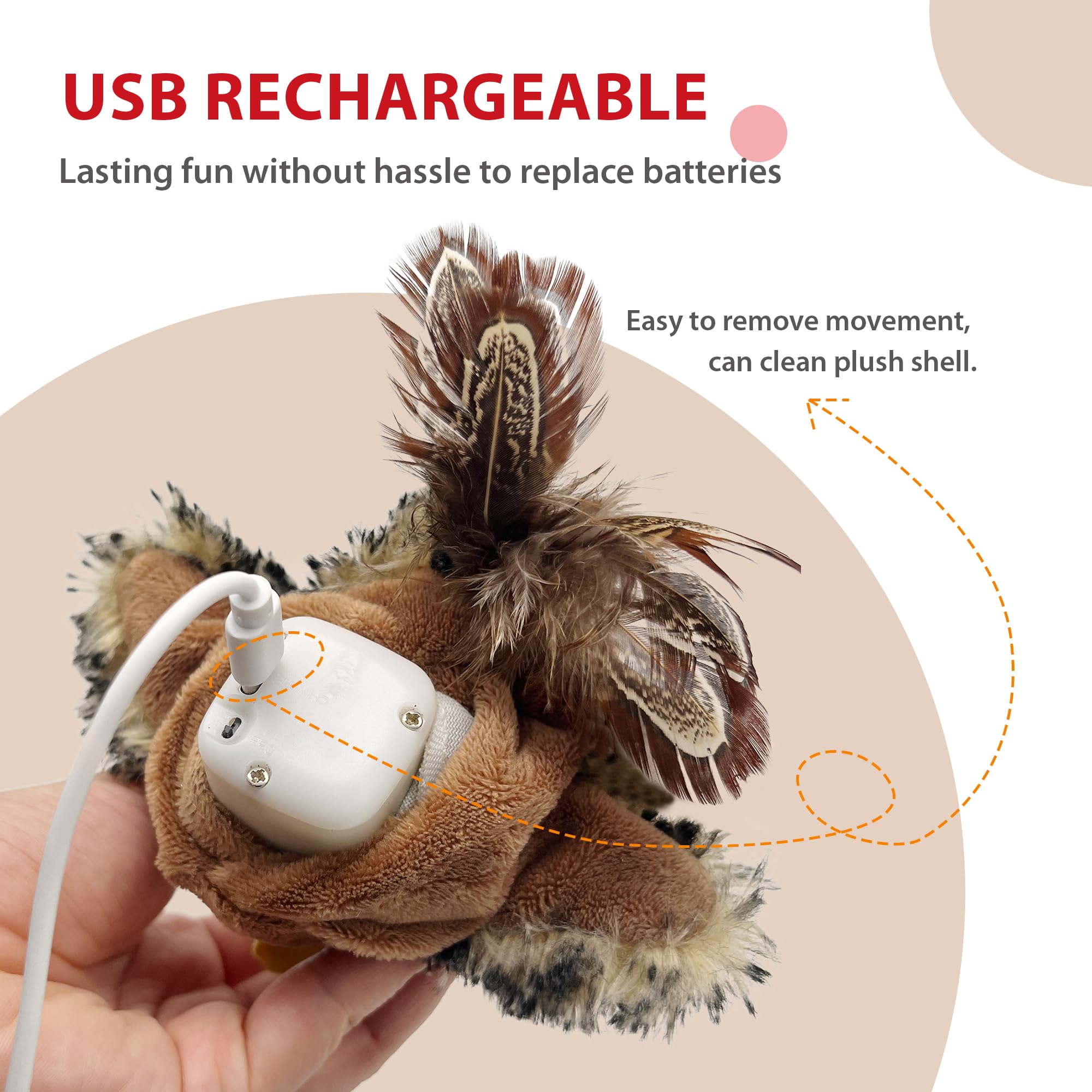 PETGEEK Gigwi Flappy Bird Toy includes silvervine and catnip for aromatic excitement.