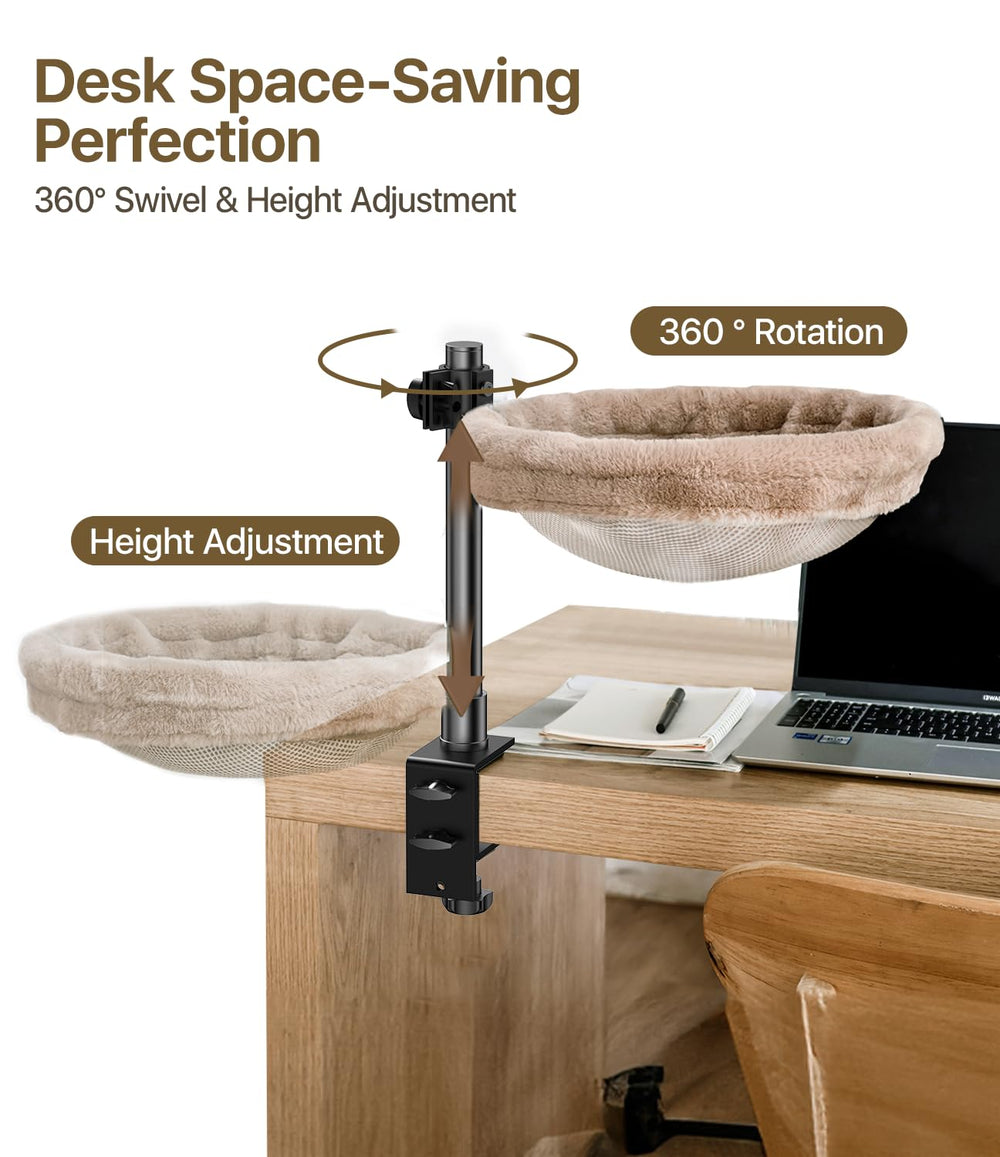 Giisorde cat desk bed 360-degree rotation enables versatile lounging.