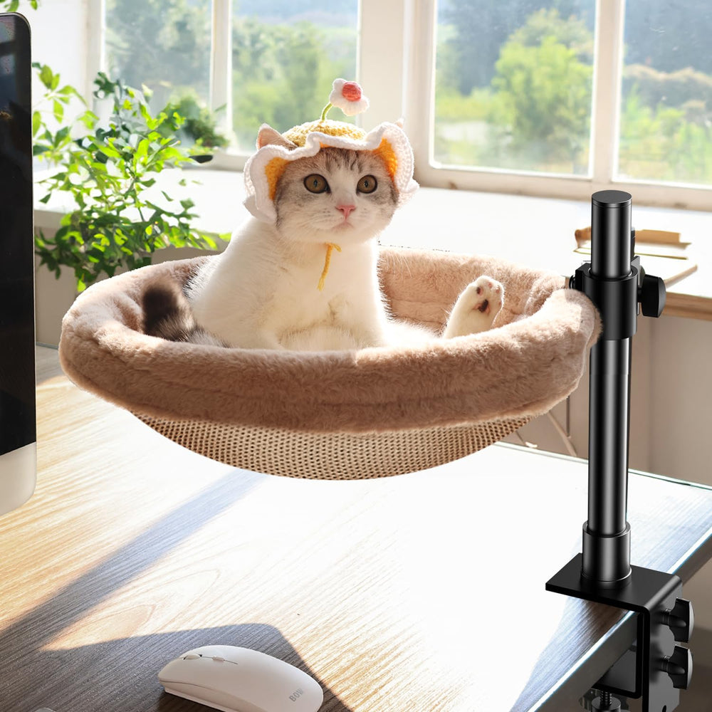 Giisorde cat desk bed front view, compact desk-side companionship.
