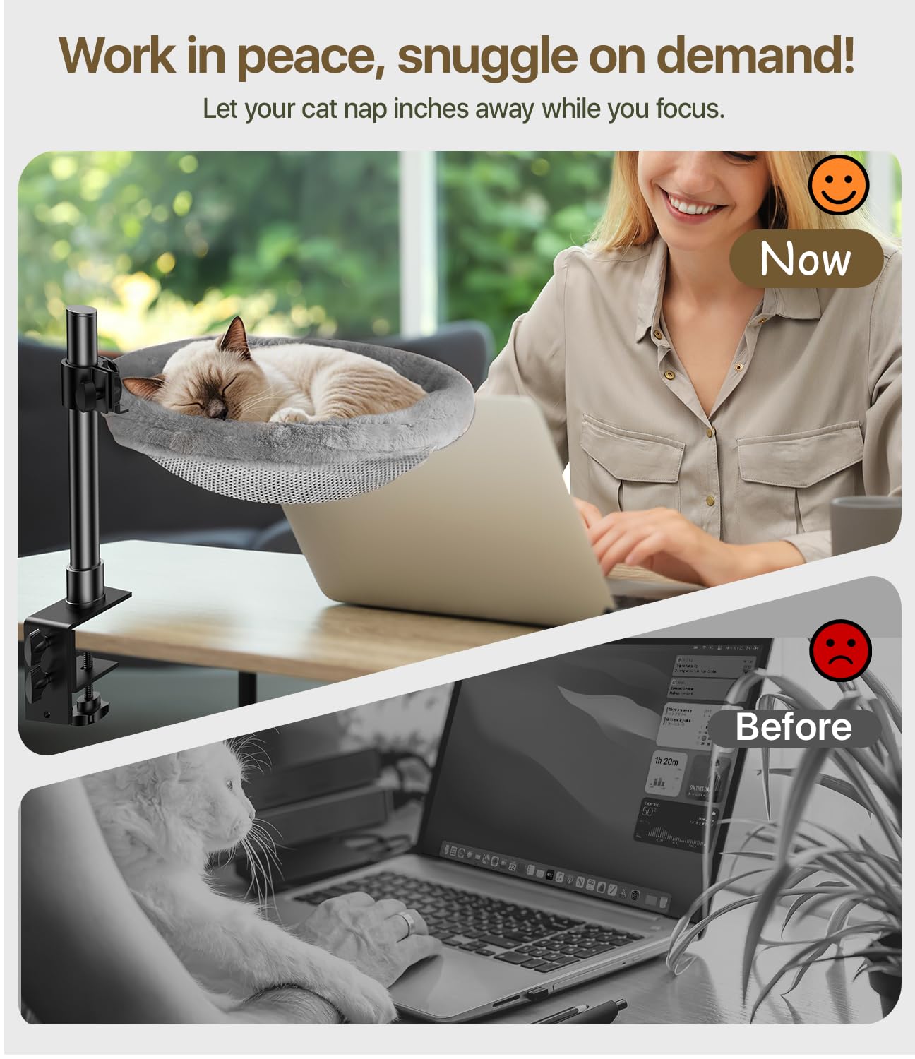 Giisorde Cat Desk Bed sturdy metal support for secure setup