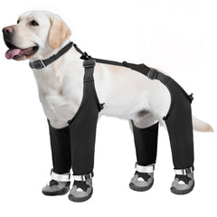 Giiyoe dog suspender boots on paw provide waterproof protection.