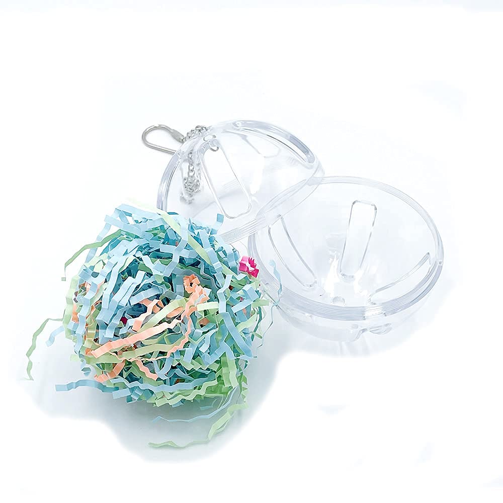 GILYGI forager ball interior with colorful shredded paper attractant.