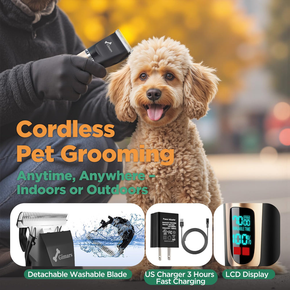 Gimars 4-in-1 clippers cordless use for indoor and outdoor grooming.