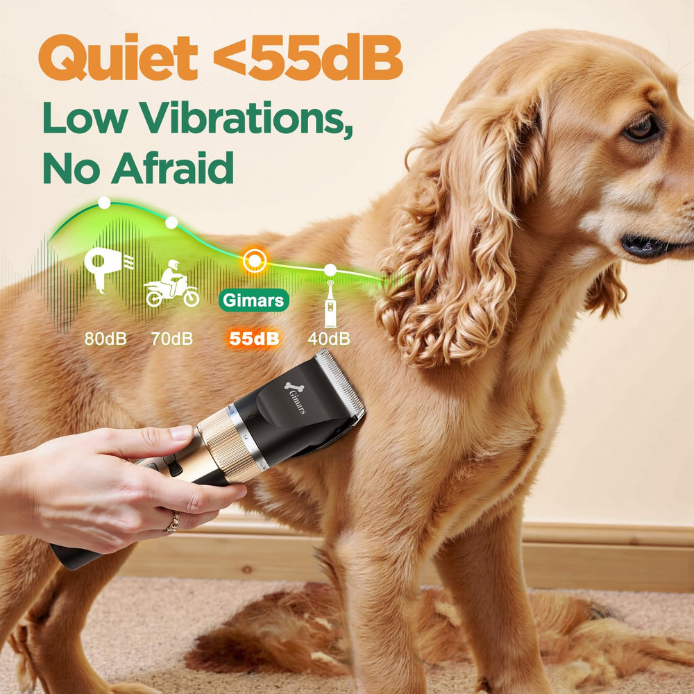 Gimars 4-in-1 clippers quiet motor for calm grooming.