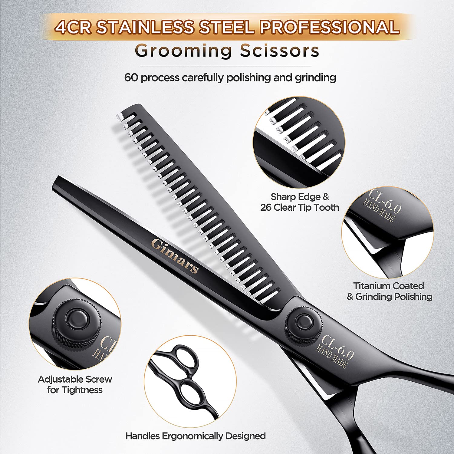 Gimars 4CR stainless steel blades show rust-resistant construction