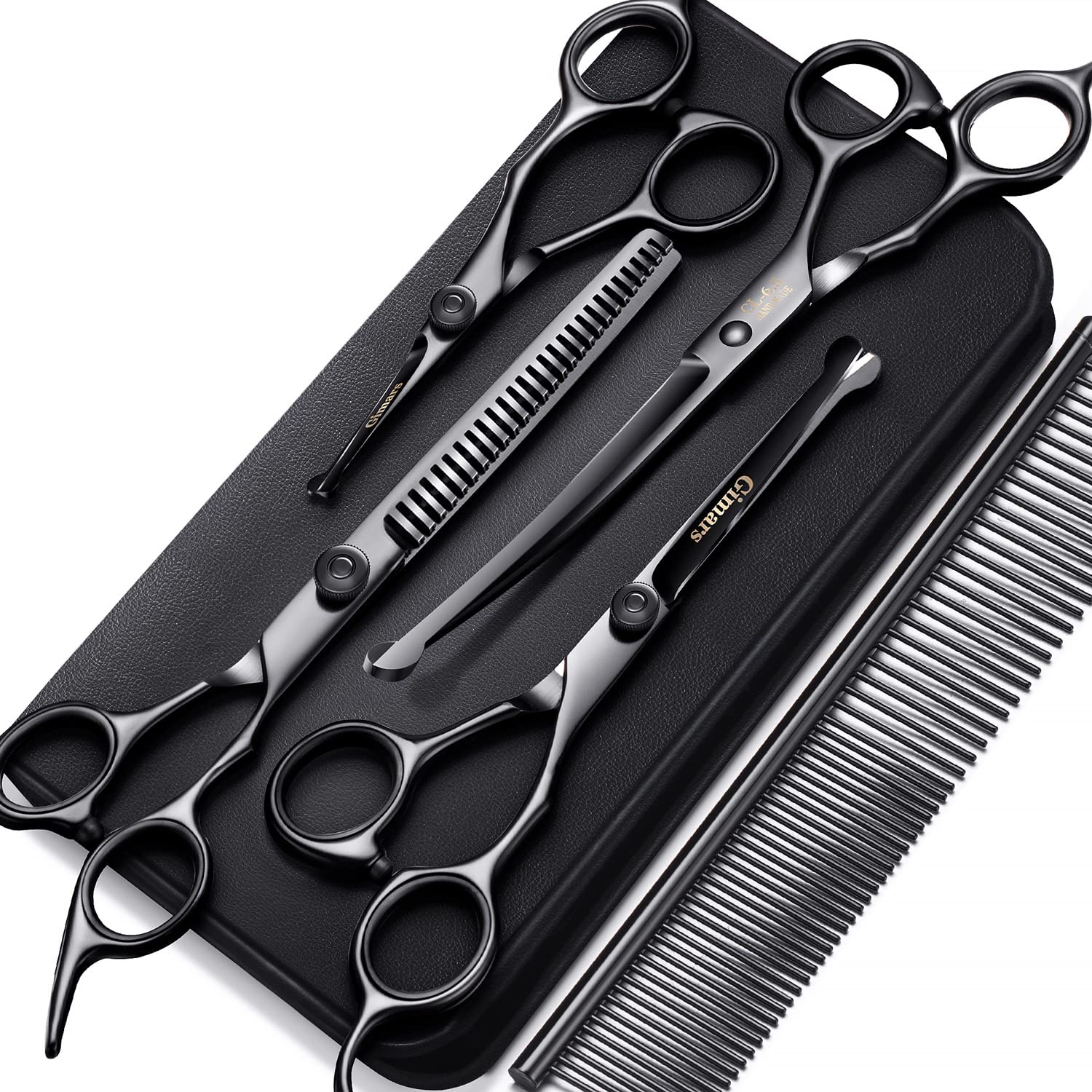 Gimars 7inch pro grooming scissors closeup blade for precise, smooth cuts