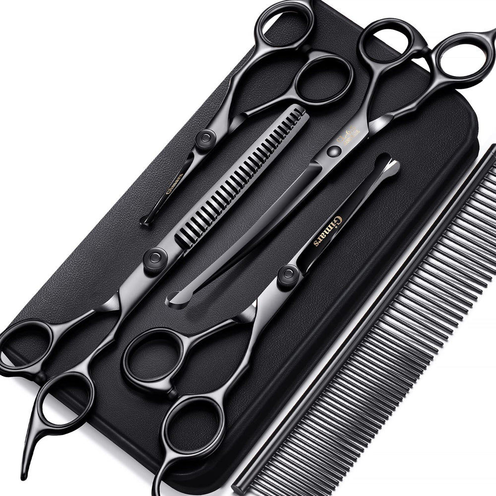 Gimars 7inch pro grooming scissors closeup blade for precise, smooth cuts