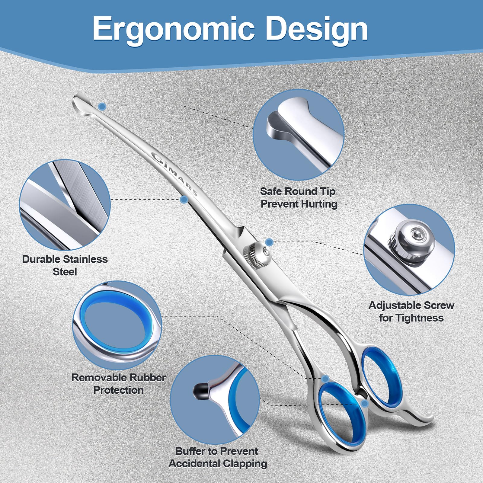 Gimars curved and straight blades for versatile grooming tasks
