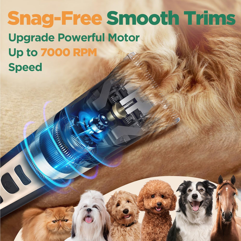 Gimars dog clippers ceramic-titanium blades close-up for smooth trimming.