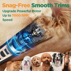 Gimars dog clippers ceramic-titanium blades close-up for smooth trimming.