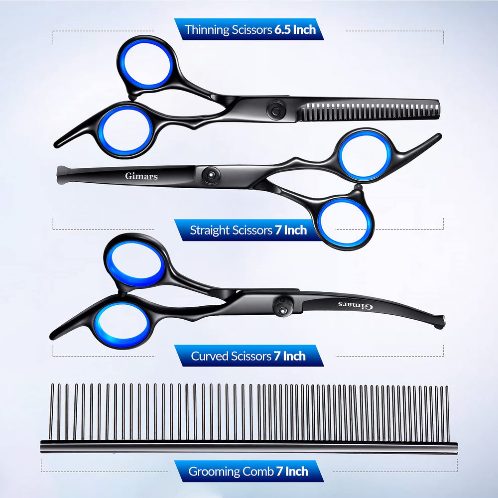 Gimars dog grooming scissors grooming comb for quick detangling and prep.