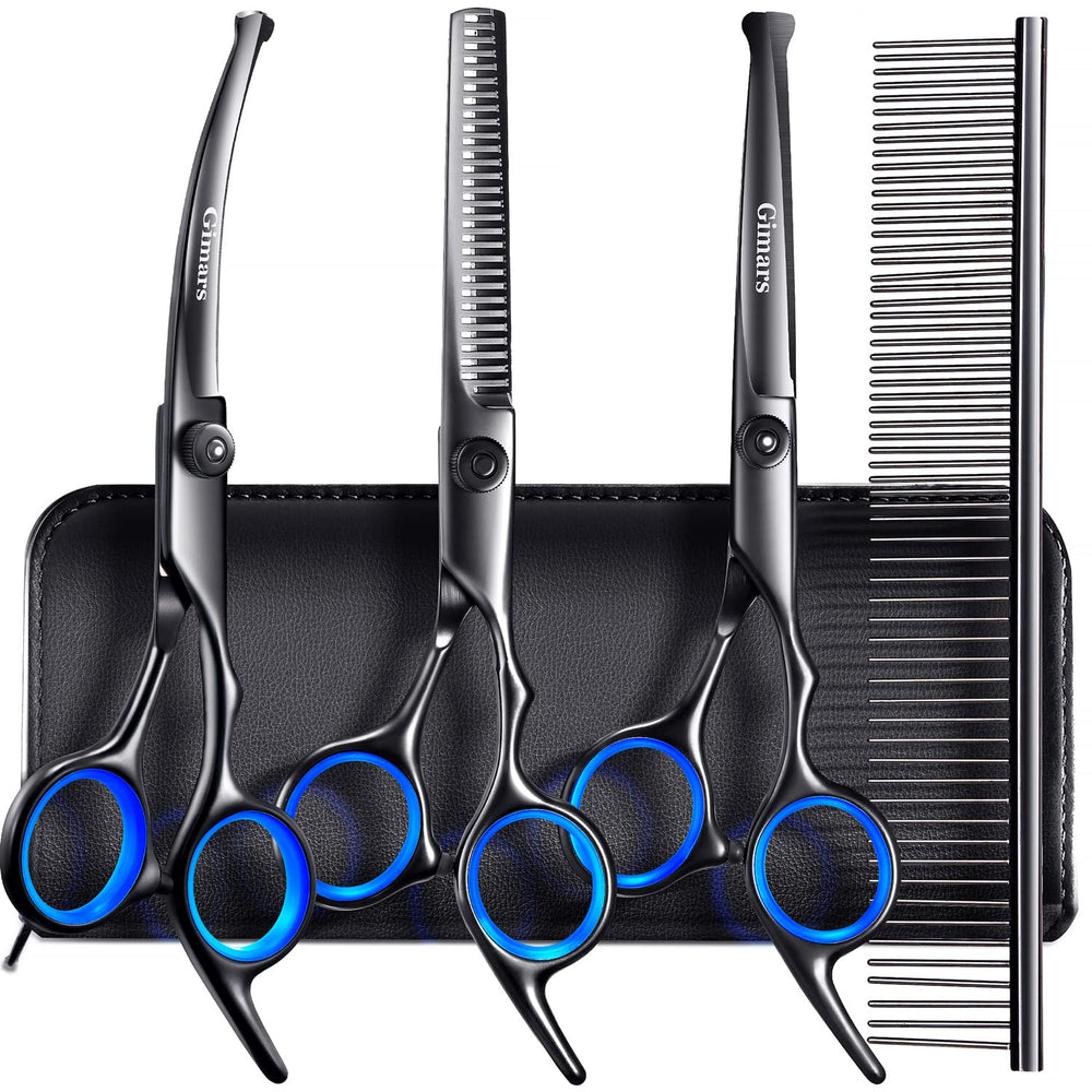 Gimars dog grooming scissors straight blade for precise, smooth cuts.