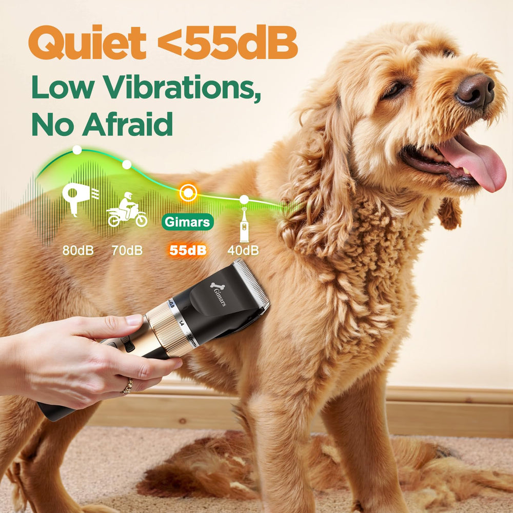 Gimars low-noise 55db in-use view highlighting calm grooming sessions.