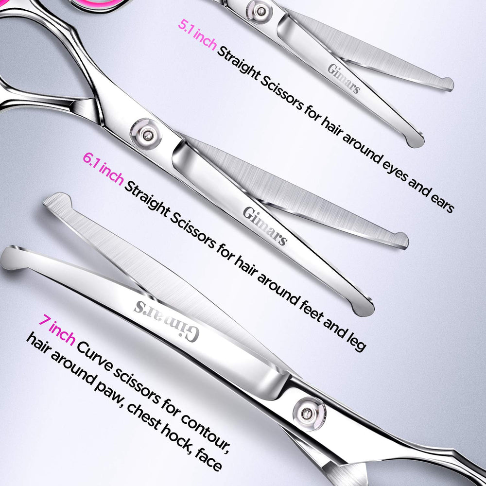 Gimars sharp convex edge on dog scissors delivers smooth, precise cuts for mats and tangles