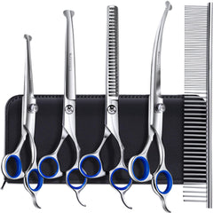 Gimars 6-in-1 titanium-coated scissors front view for precise pet grooming