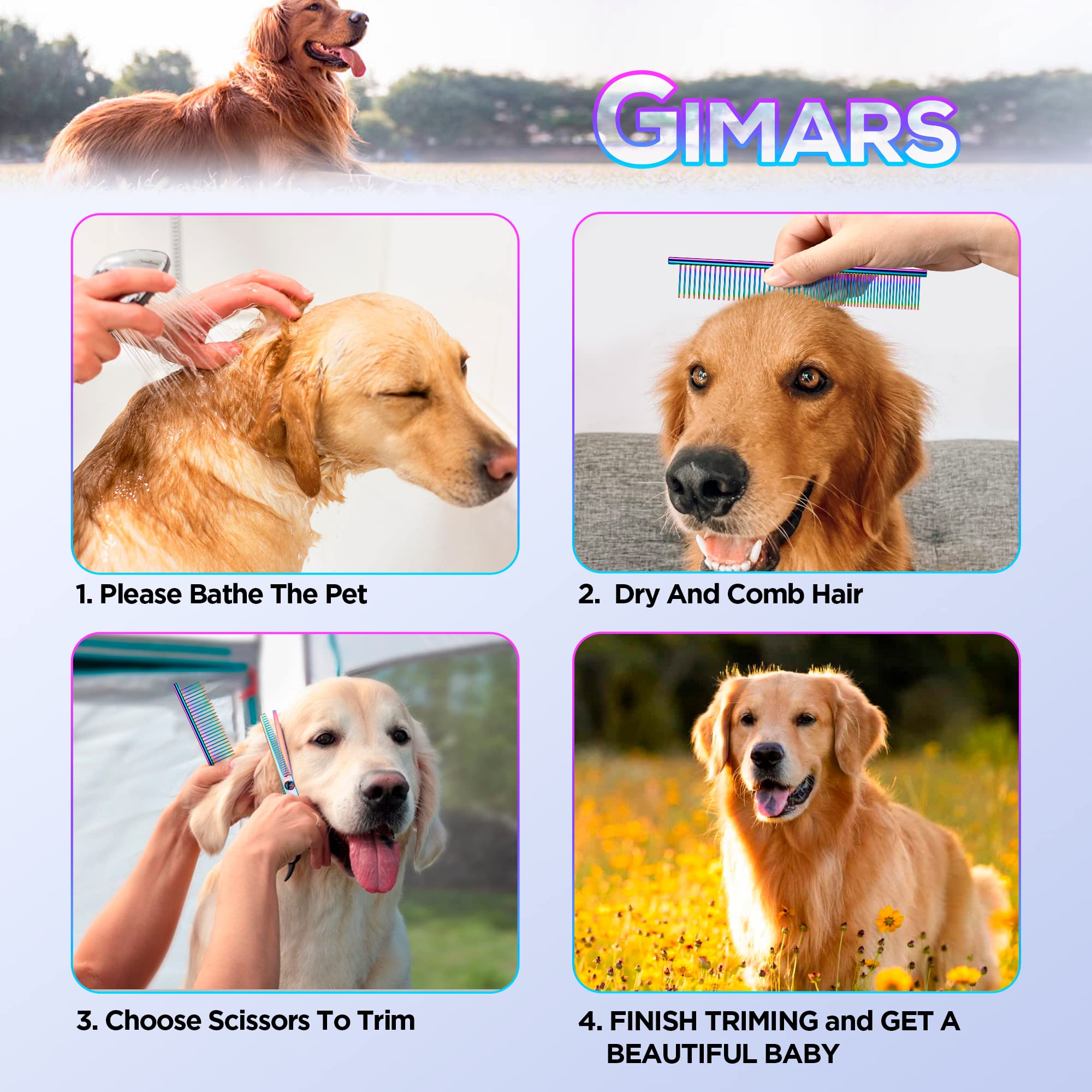 Gimars titanium-coated blades for heavy-duty grooming across pets