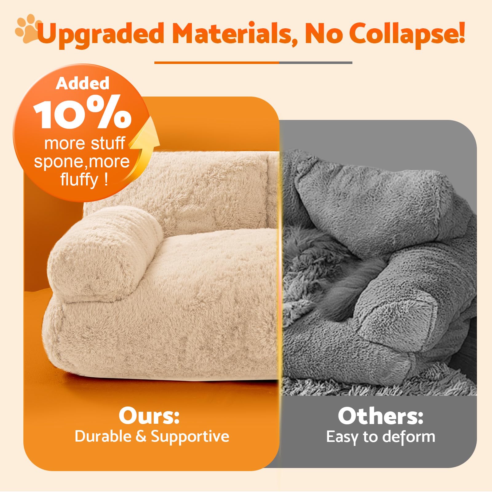 Gimars Upgrade Large Cat Bed bolstered-edges provide neck and back support