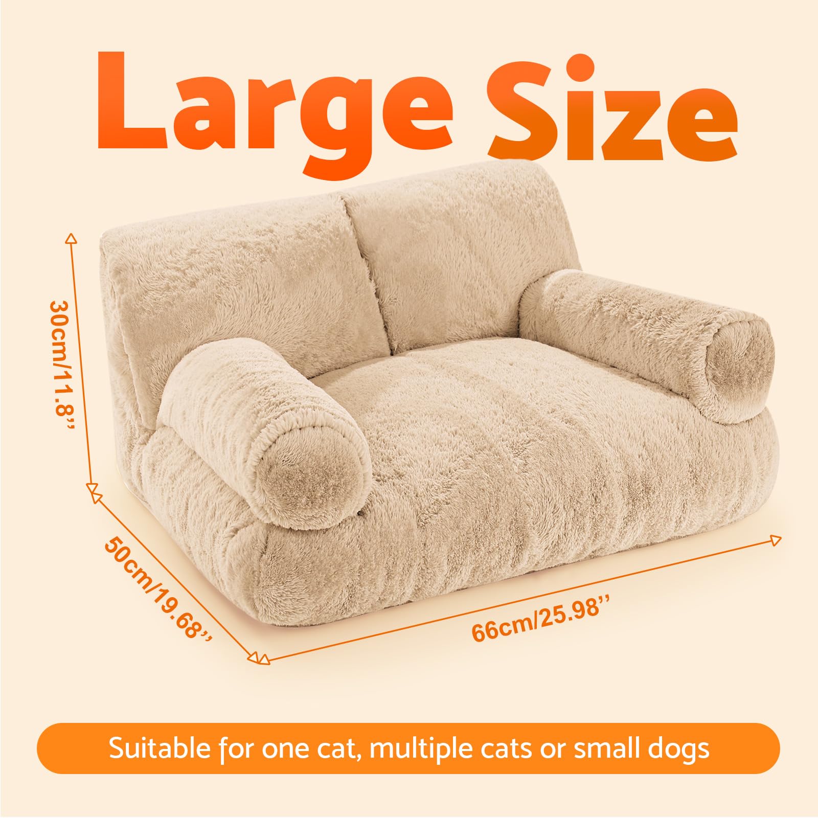 Gimars Upgrade Large Cat Bed dimensions-66x50x30cm fits most indoor cats and small dogs