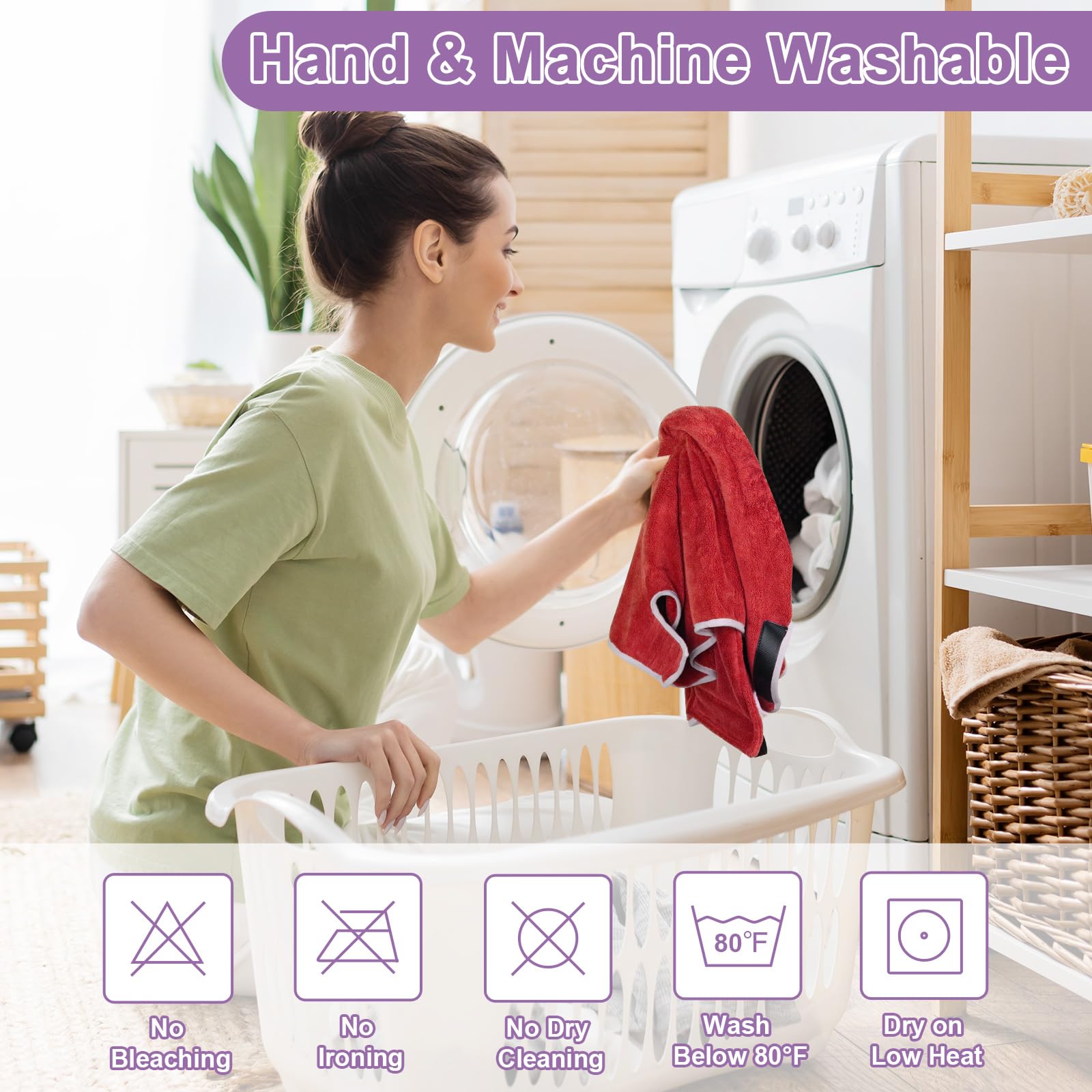 GimiLife care-friendly towel supports machine or hand washing.