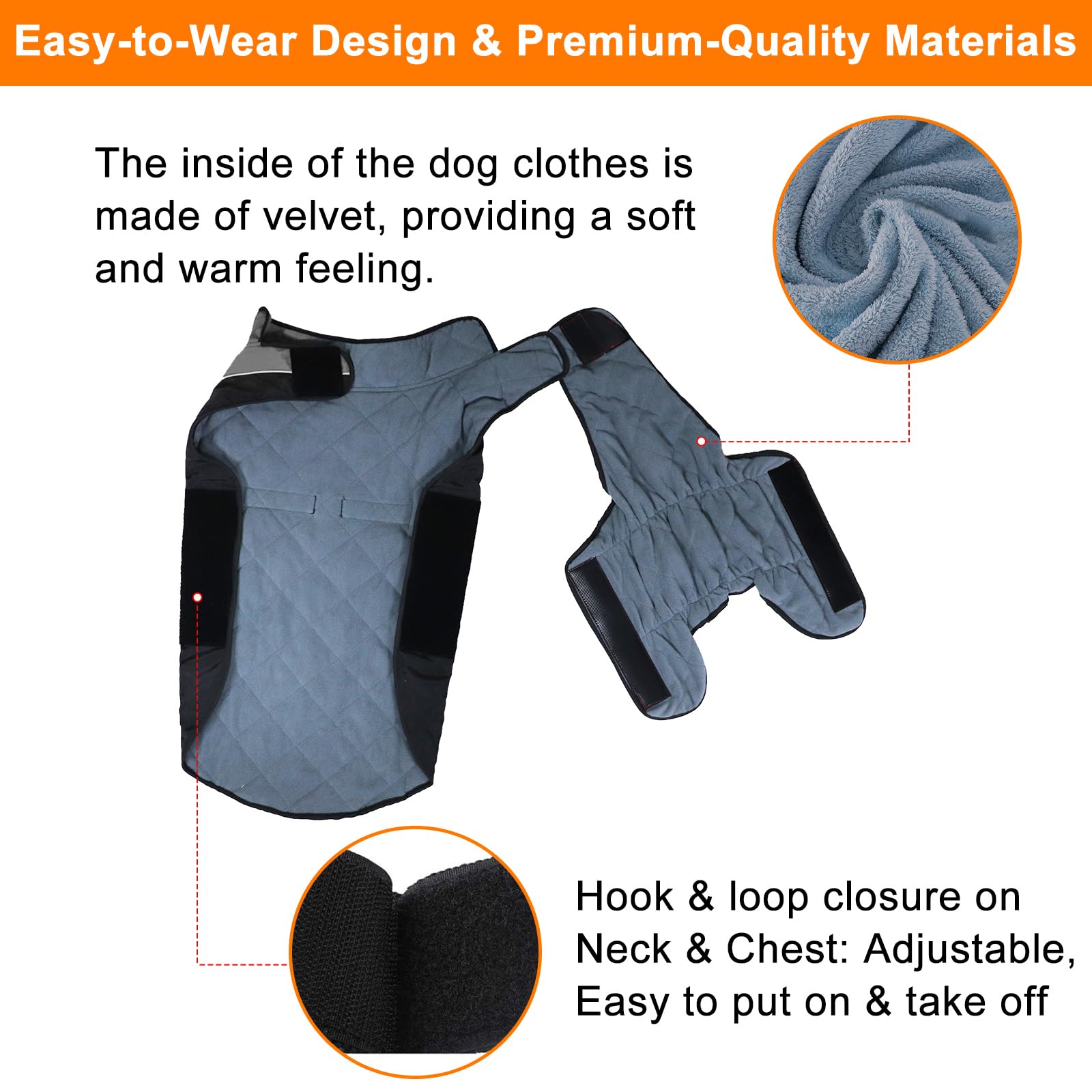 Gimilife coat adjustable-fasteners illustrate secure abdomen and neck fit for comfort.