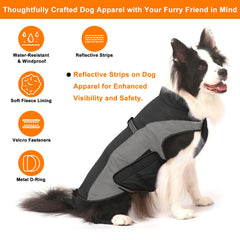 Gimilife warm dog winter coat on dog during outdoor walk shows weather protection.